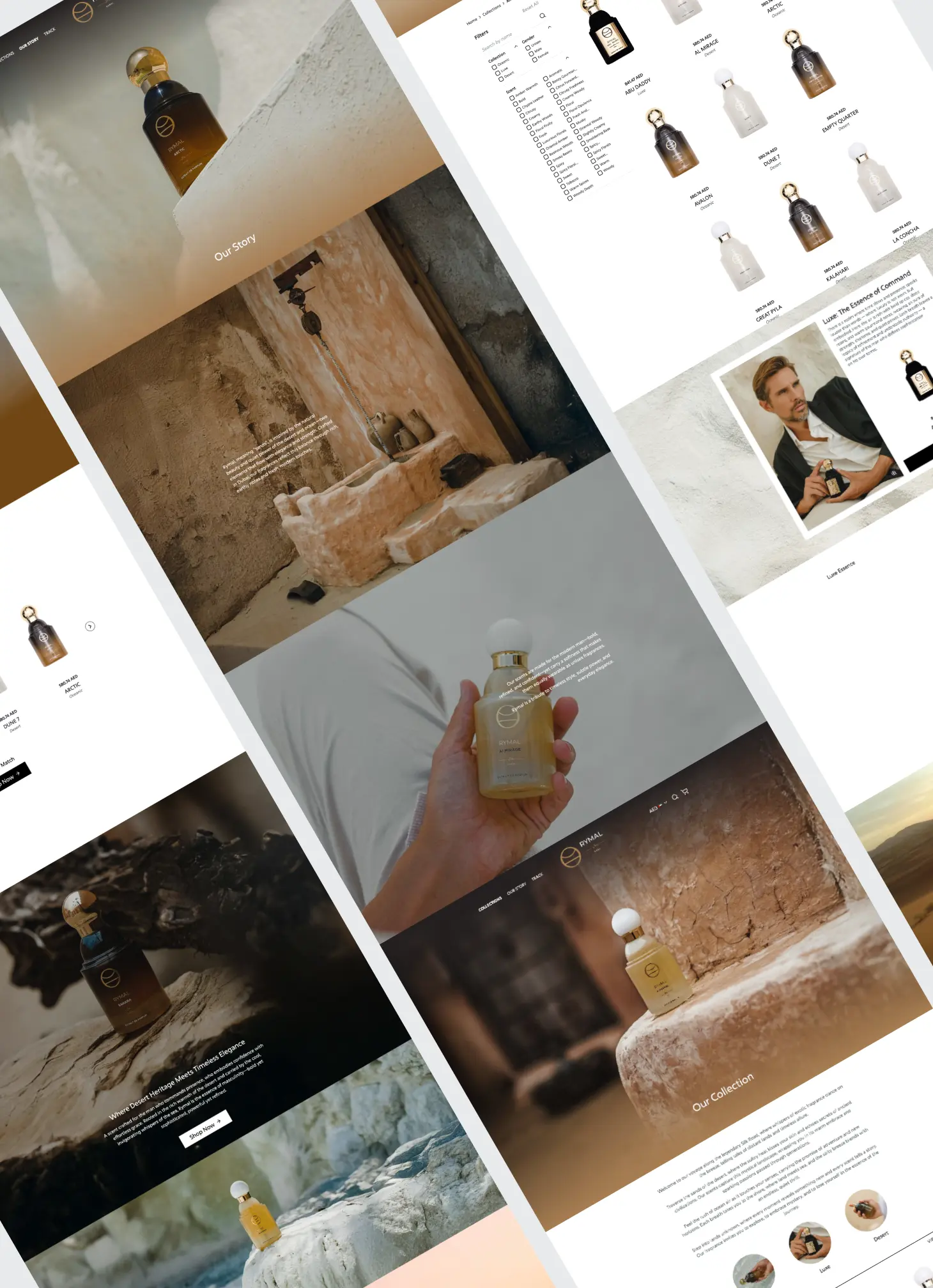 A luxury perfume brand based in Dubai, featuring a modern e-commerce platform with promotional tools, a dynamic landing page, an integrated emailing system, and elegant showcases for their perfume collections.